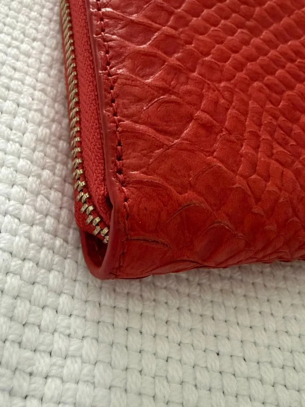 Etienne Aigner NWT Persimmon Reptile Skin Zip Around Wallet
